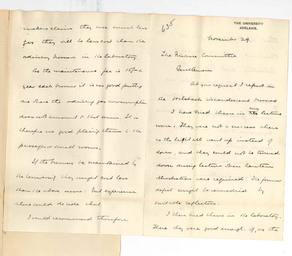 Professor William Henry Bragg - The University - Report on the Welsbach incandescent burners