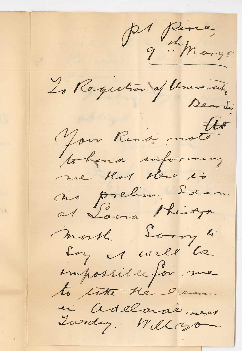 Reverend Joseph Thomas - Port Pirie - Withdrawing from Preliminary Requesting fee to be credited
