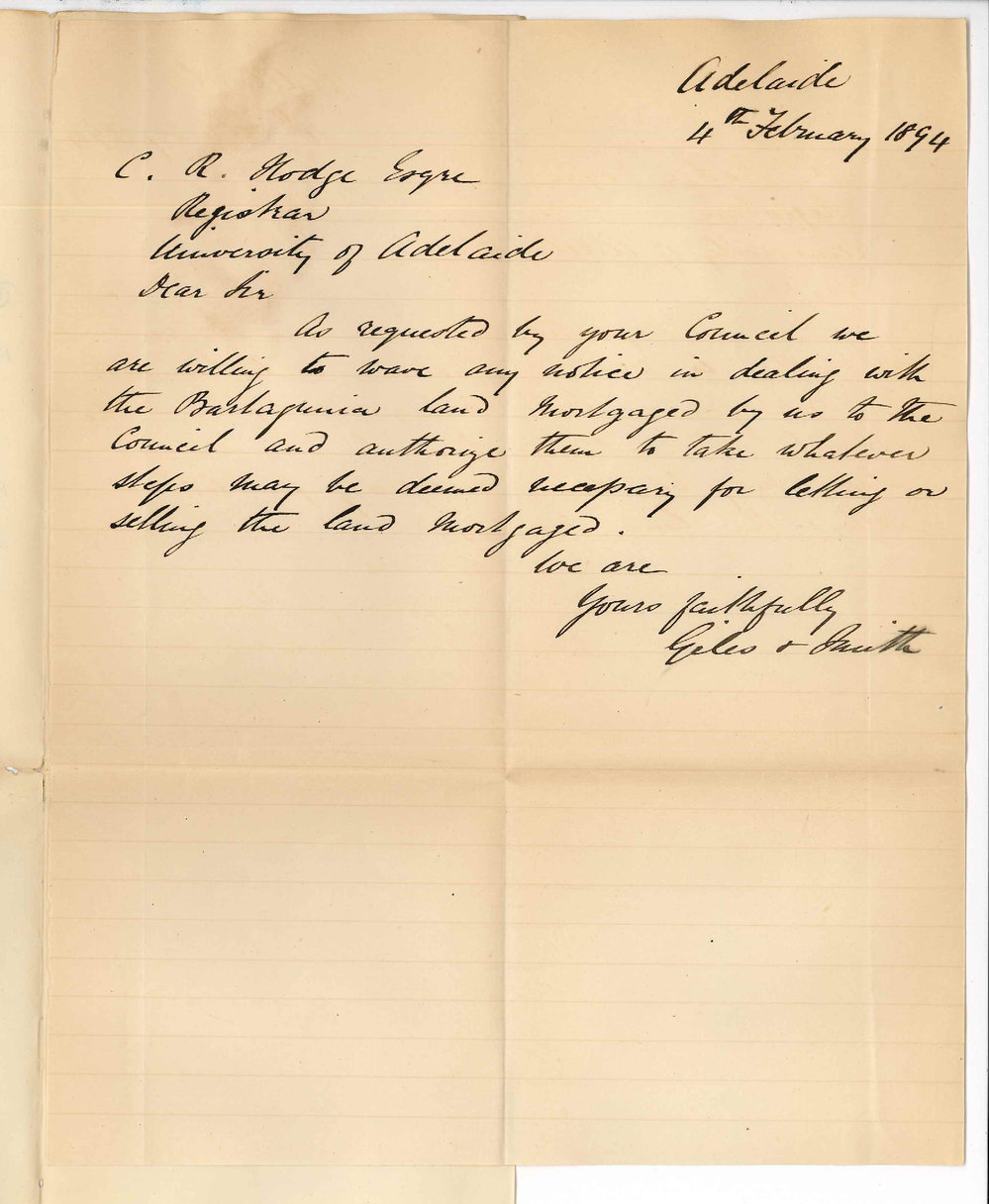 Messrs Giles &amp; Smith - Adelaide - Sales or lease of land at Bartagunya