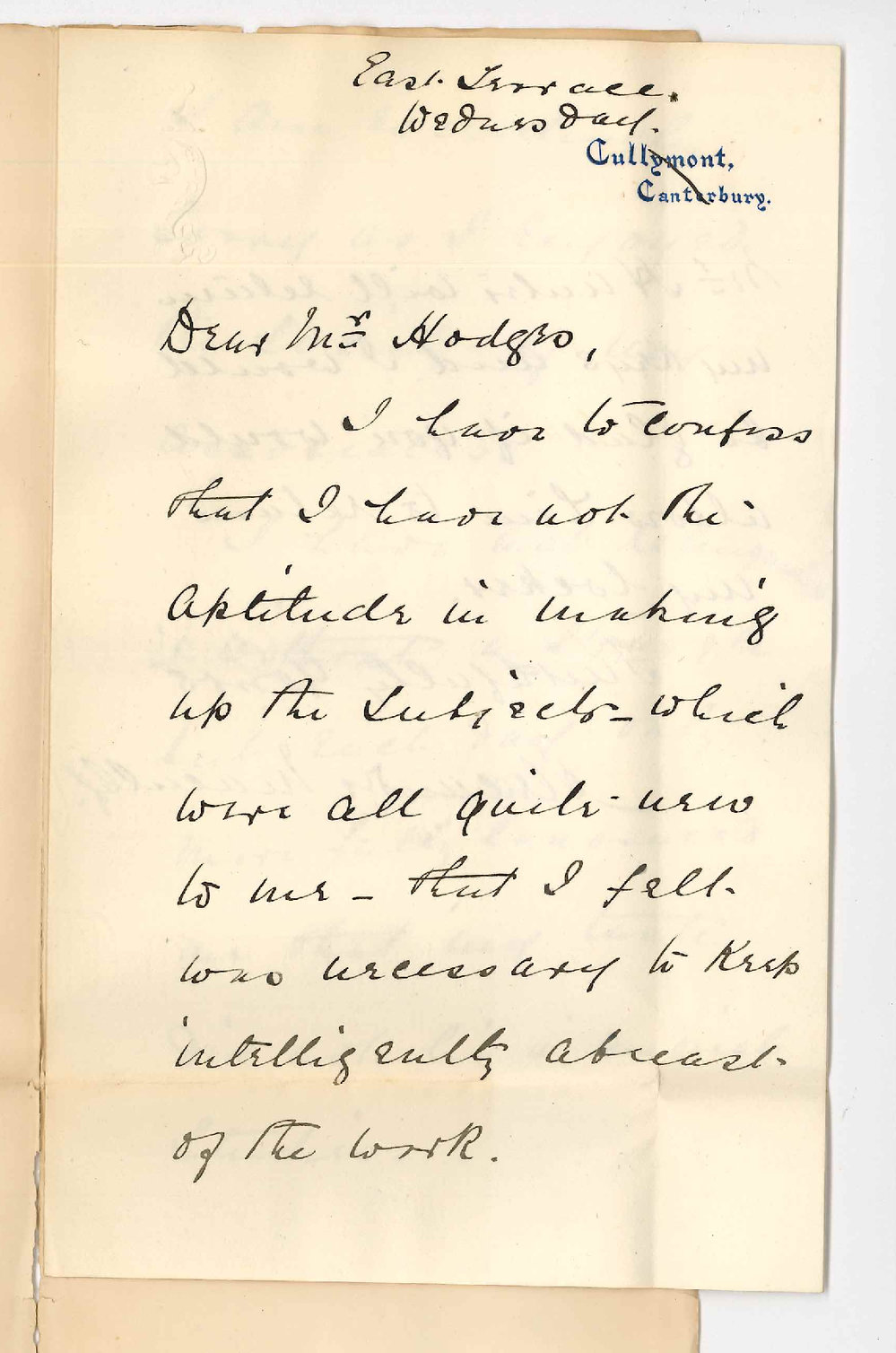 Reverend Alexander Macully - East Terrace Adelaide - Withdrawing from Medical Course