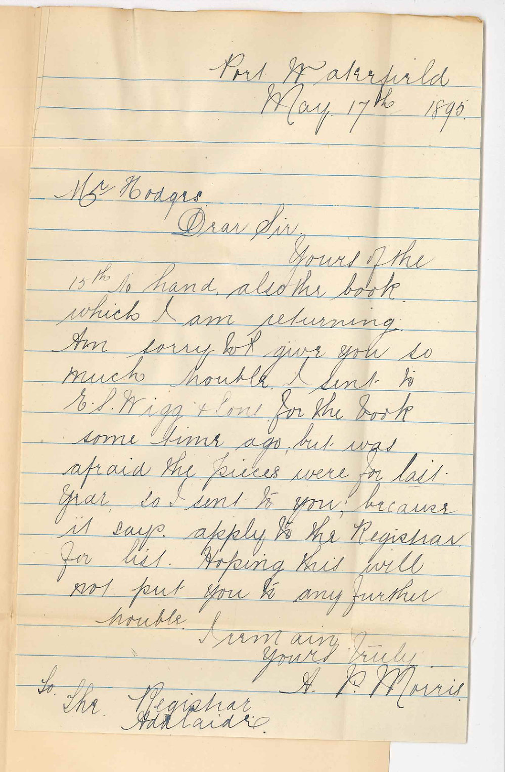 Annie P Morris - Port Wakefield - Returning Music Pamphlet