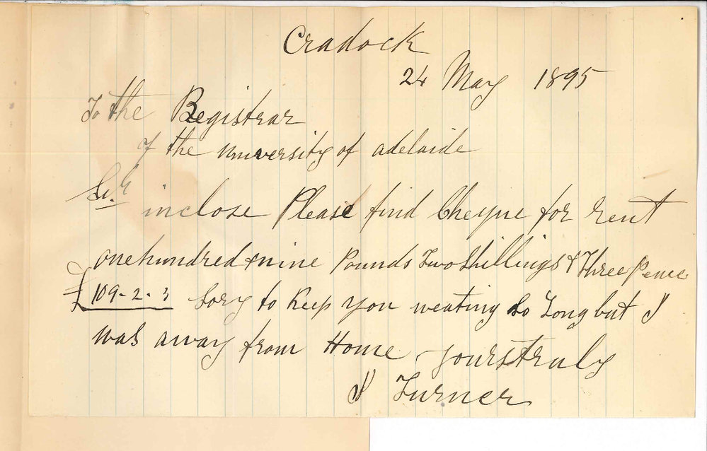 Joseph Turner - Cradock - Payment of rent