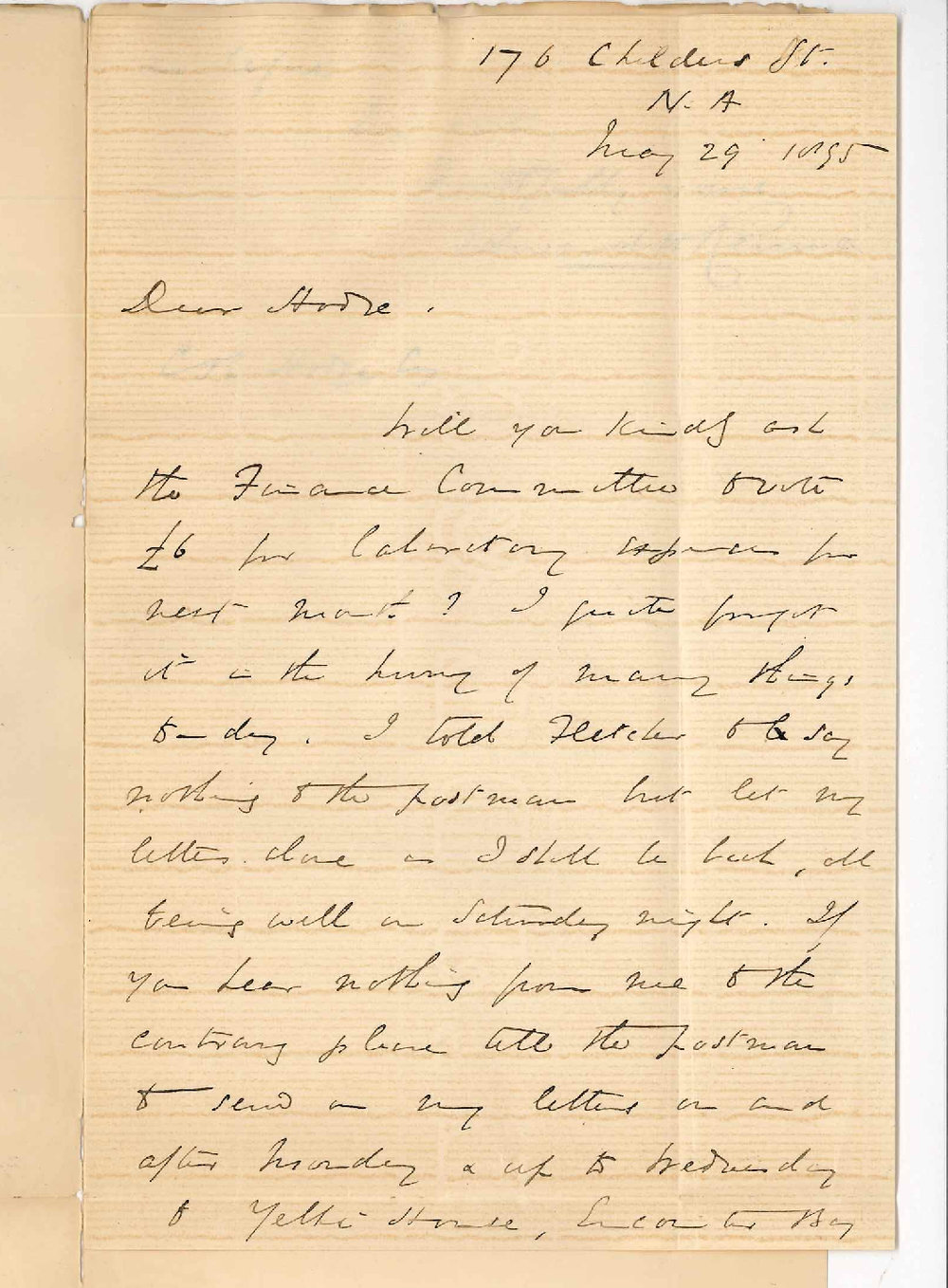 Professor Edward Henry Rennie - Laboratory expenses for June &pound;6