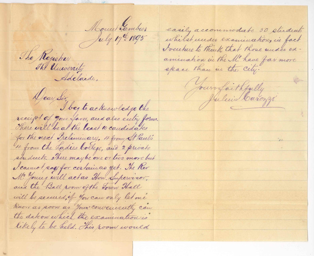 Julius Carozzi - Mount Gambier - Preliminary Exam at Mount Gambier