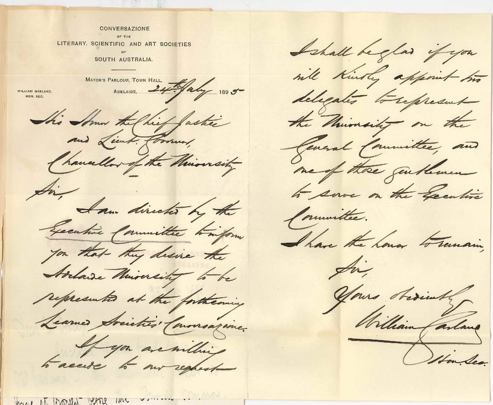 William Garland - Hon Secretary for the Learned Societies Conversazione - Two representatives of the University at the above Conversazione