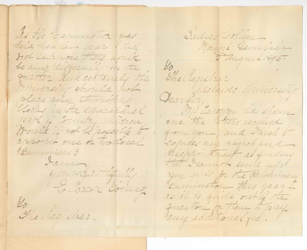 Miss E C Young - Ladies College Mount Gambier - Preliminary Examination at Mount Gambier