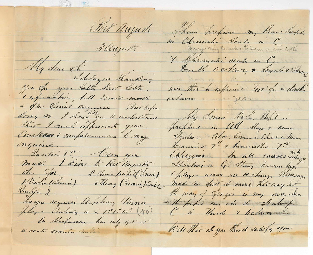 Caulfield Barton - Port August - Music Exams