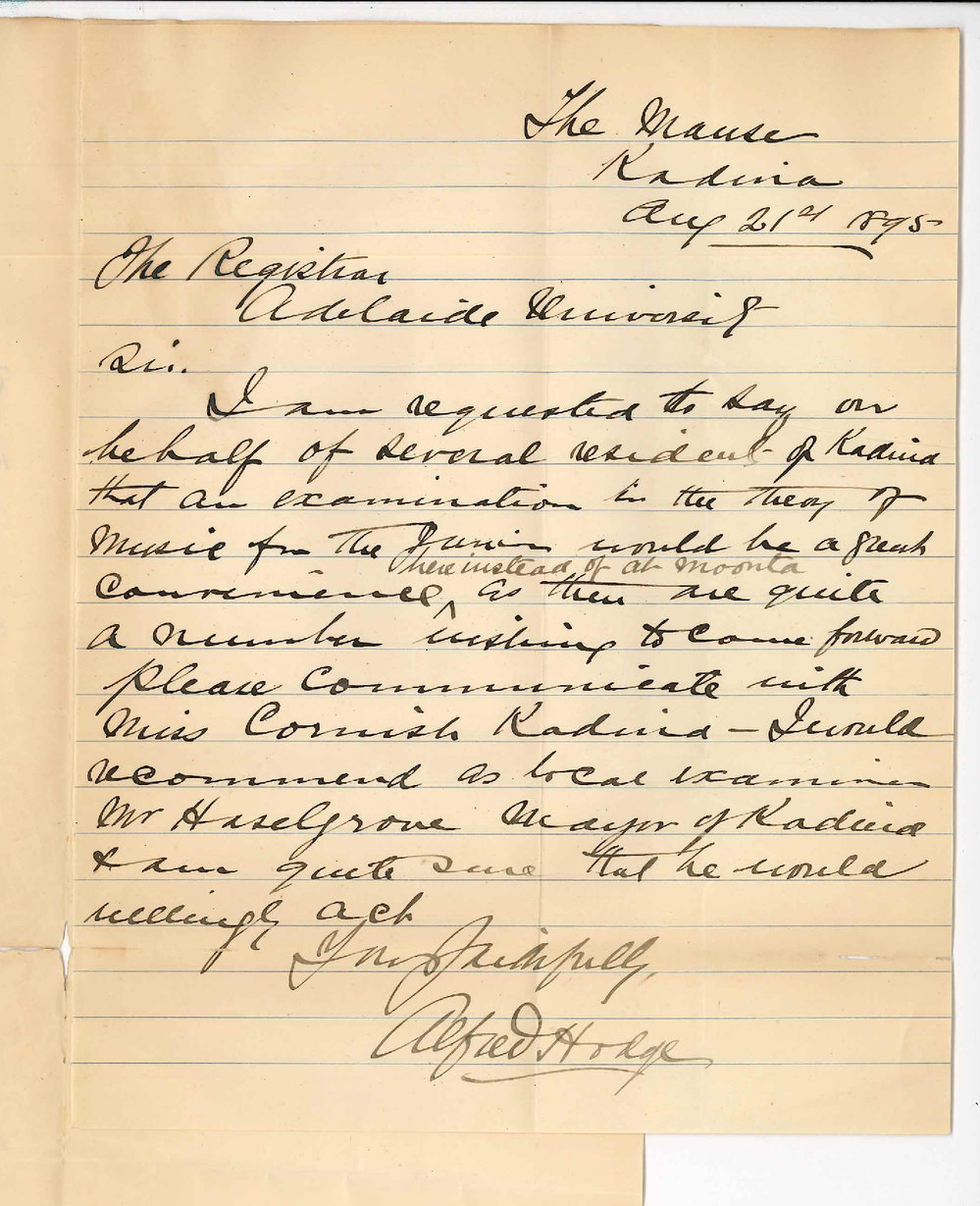 Reverend Alfred Hodge - Kadina - Local Junior Theory Music Examination at Kadina