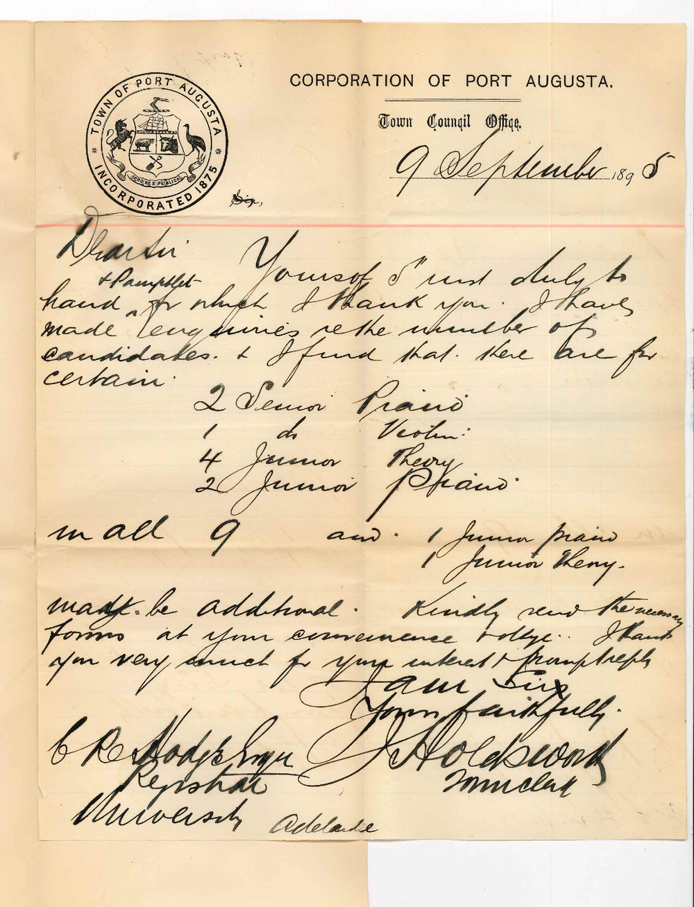 James Holdsworth - Port Augusta - Local Music Exams