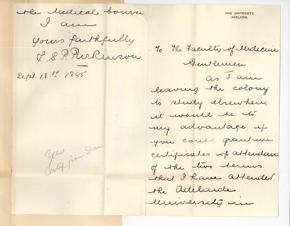 T S P Parkinson - The University - Request for certificate of attendance on lectures 2 terms