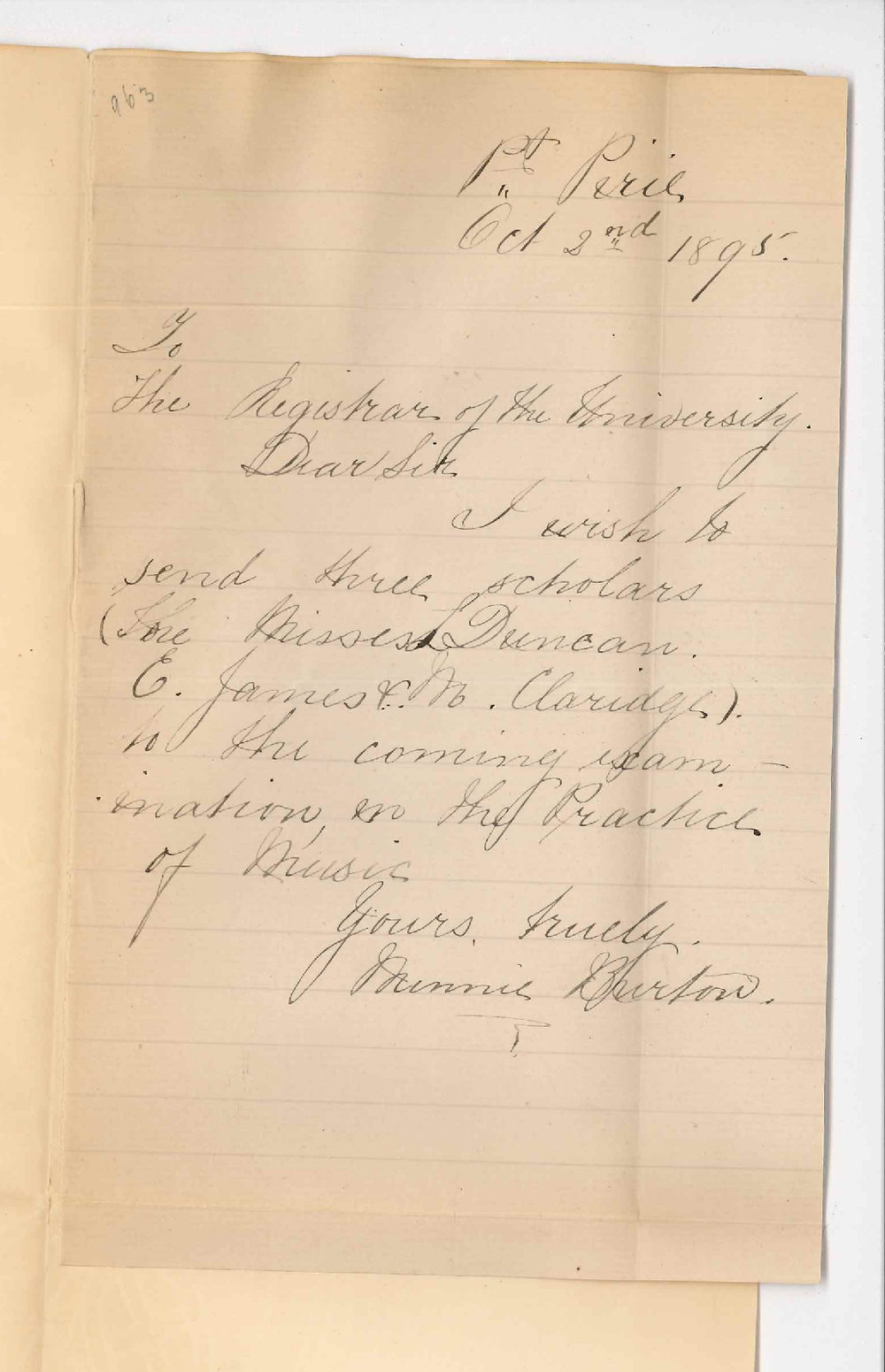 Miss Minnie Burton - Port Pirie - Three candidates for Practice Music Exam