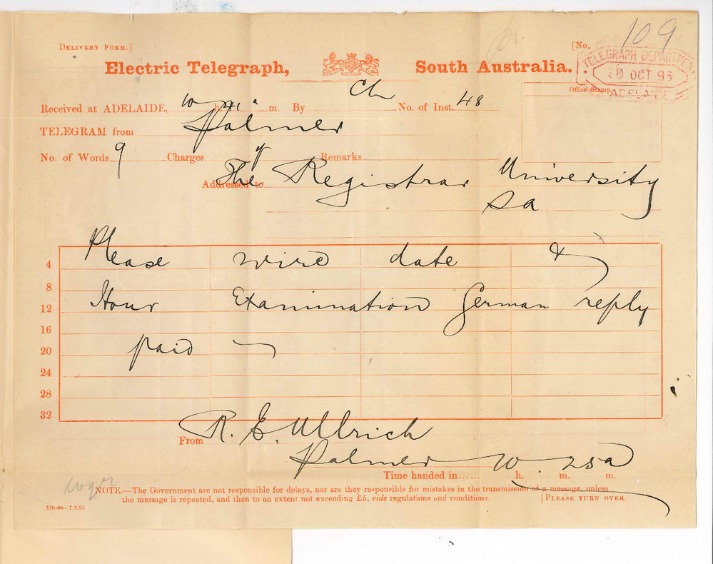 R E Ullrich - Palmer - Telegram Date of German in Higher Public
