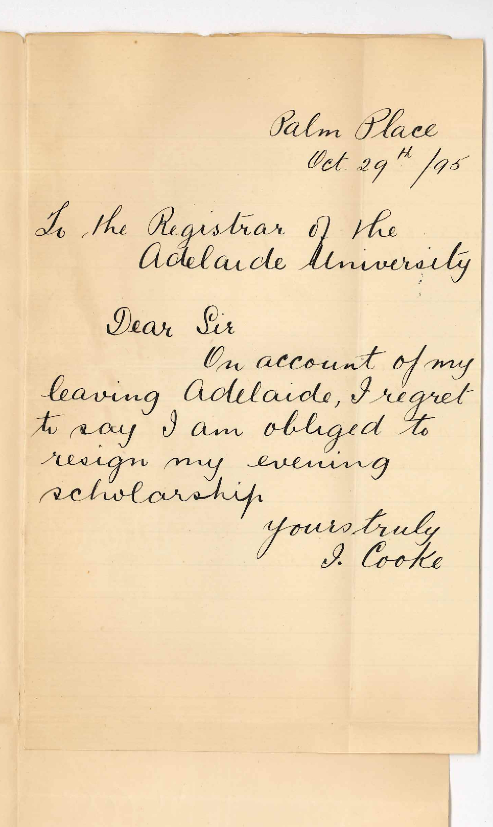 Miss Isabel Cooke - Palm Place Hackney - Resigning Evening Scholarship