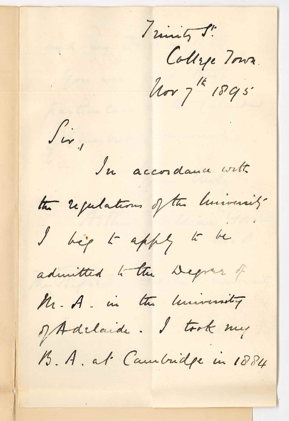 Arthur William Gosnell MA - Trinity Street College Town - Admission ad eundem gradum