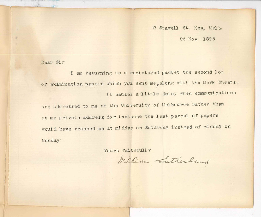 William Sutherland - Kew Melbourne - Returning results of papers on Physics