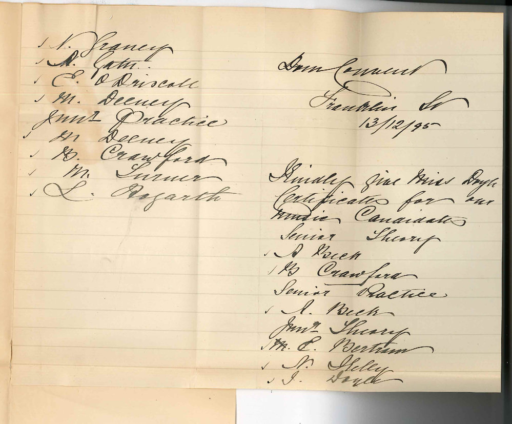Dominican Convent - Franklin Street - Asking for Music certificates