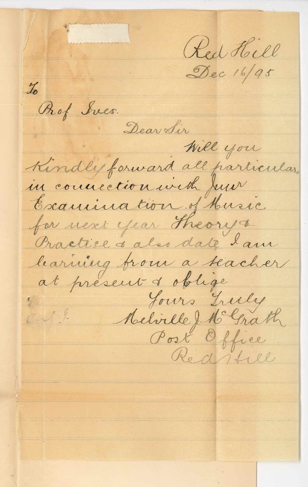 Melville J McGrath - Red Hill - Information regarding Music Exams