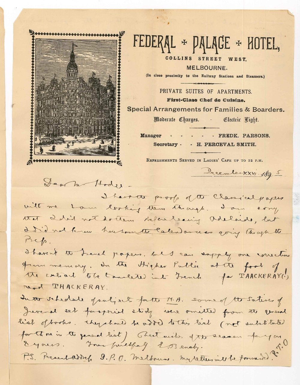 Professor Edward von Blomberg Bensley - GPO Melbourne - Proofs of Classical papers