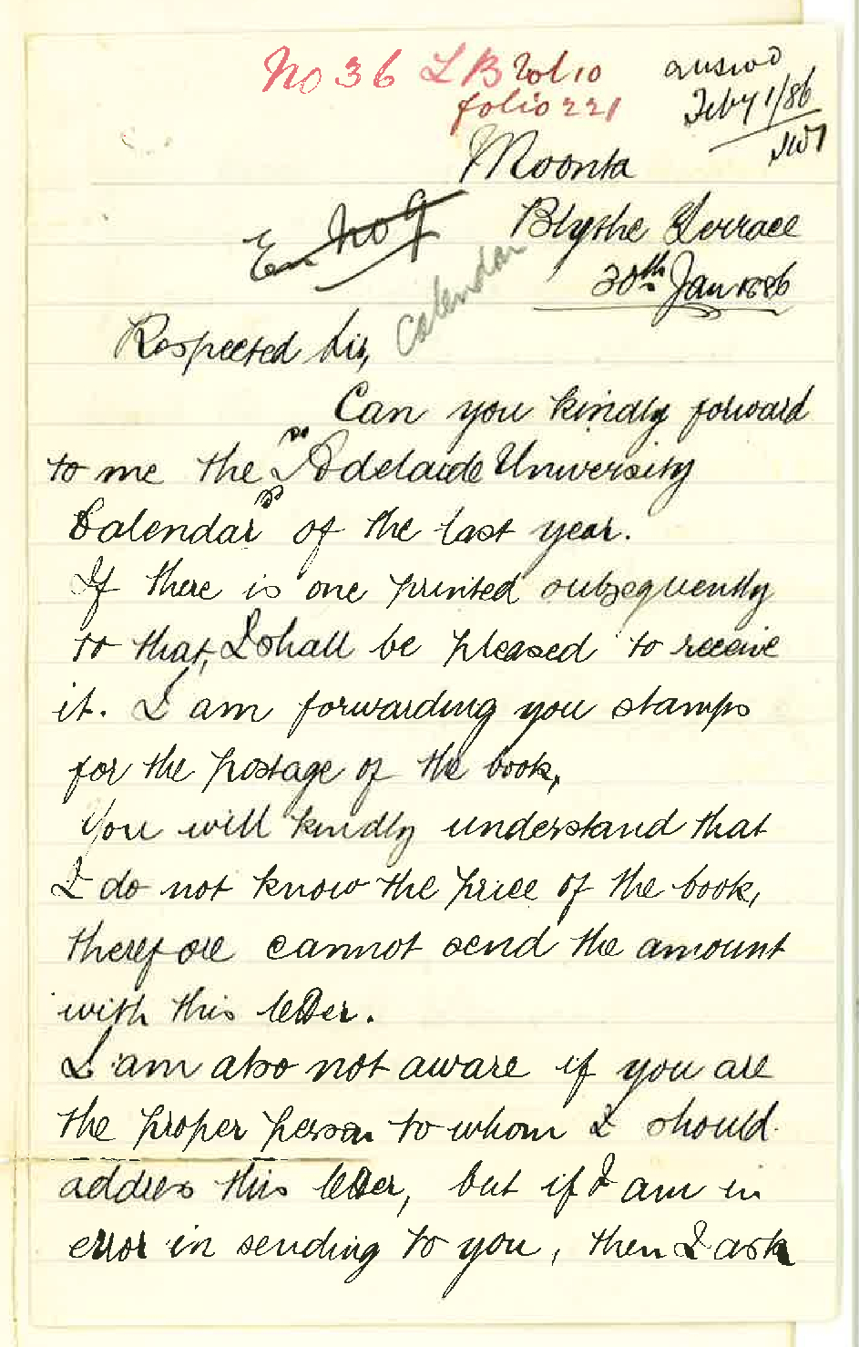 Alfred Bennett - Moonta - Requesting Calendar