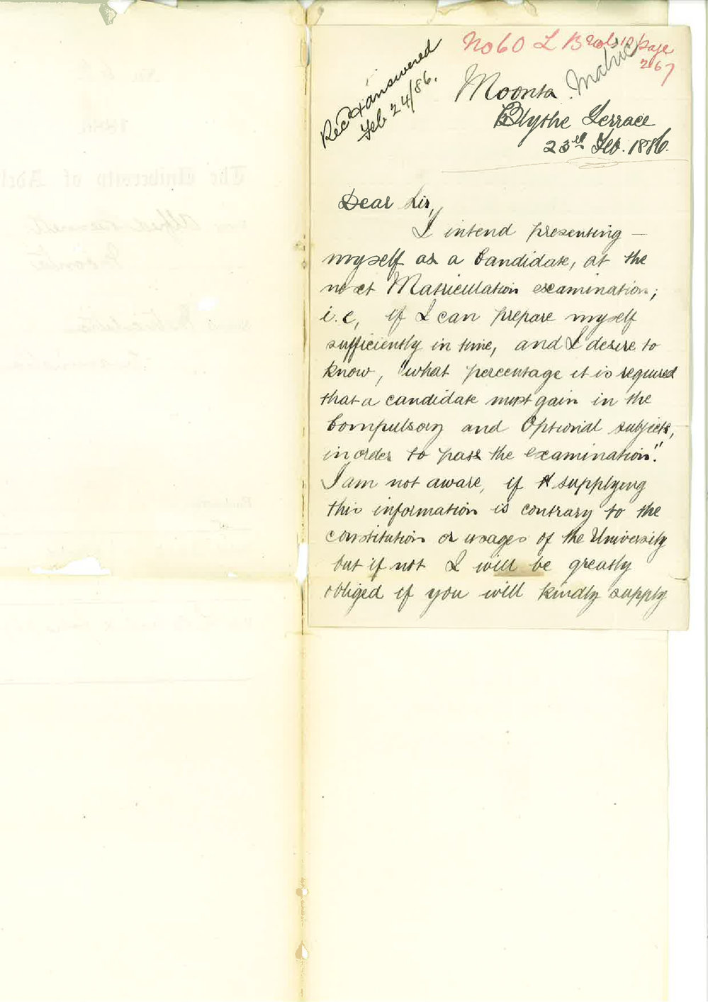 Alfred Bennett - Moonta - Matriculation Examination