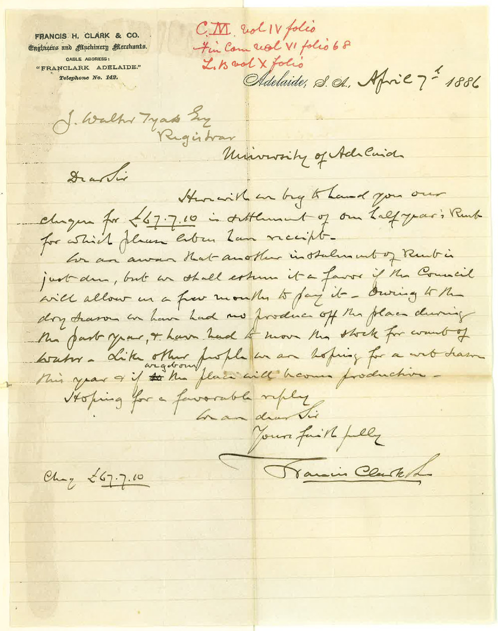 Francis Clark and Sons - Adelaide - Asking for Extension to Pay Overdue Rent