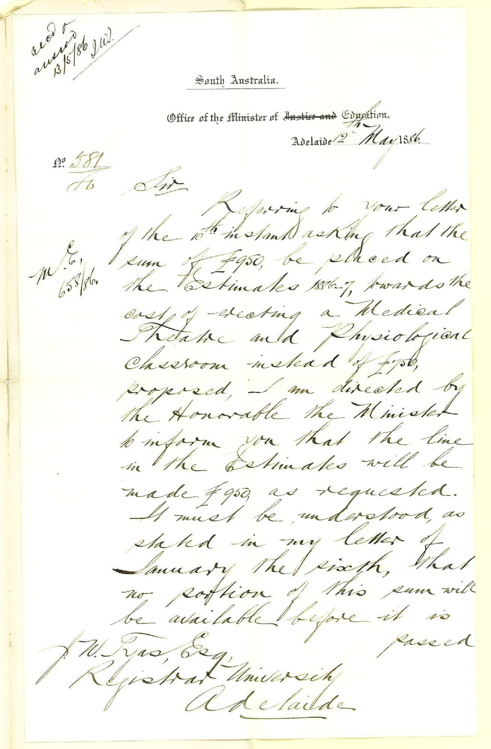 James Bath - Secretary - Office of the Minister of Education - Subsidy on Estimates for Medical School