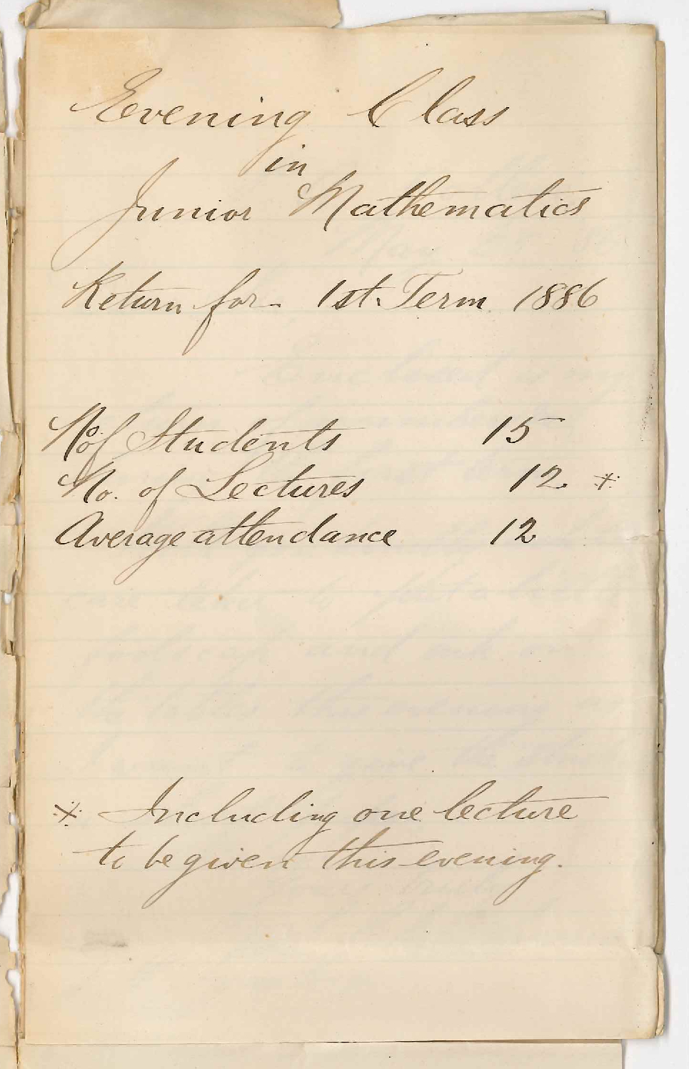 Mr S Churchward - Kent Town - Attendance at Evening Classes