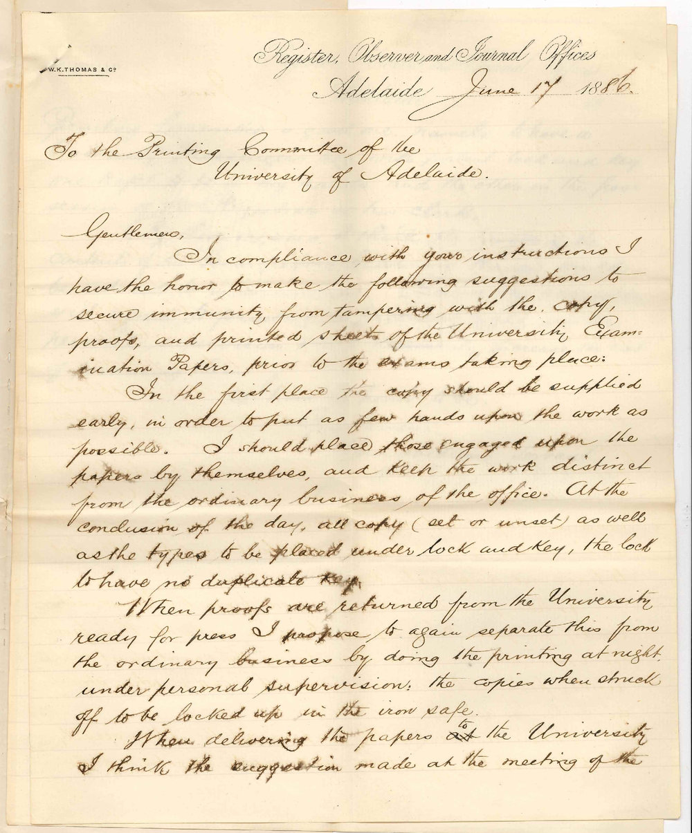 William Tompson Bednall - Register Observer and Journal Office  - Printing Examination Papers