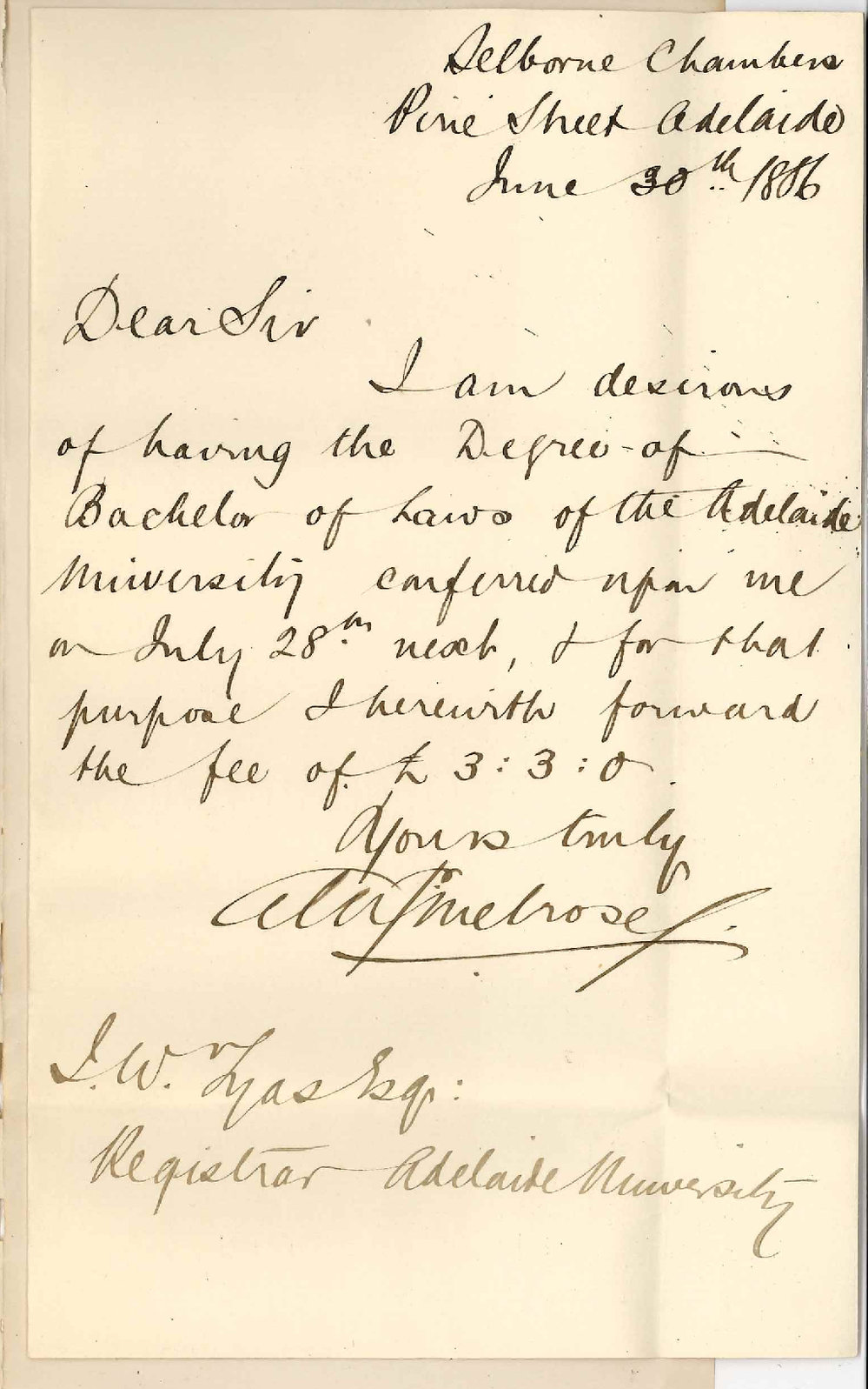 Alexander Melrose - Pirie Street Adelaide - Conferring of LLB