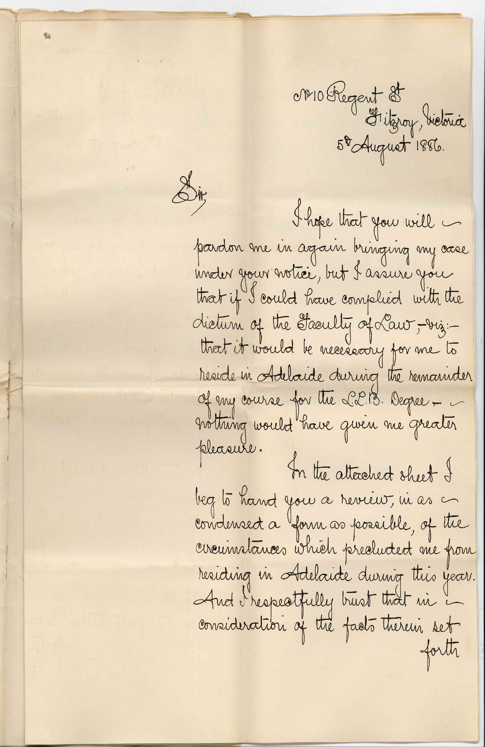 Albert E Jones - Fitzroy Victoria - Refusal by Faculty of Law for Second Year Examination Without Attending Lectures