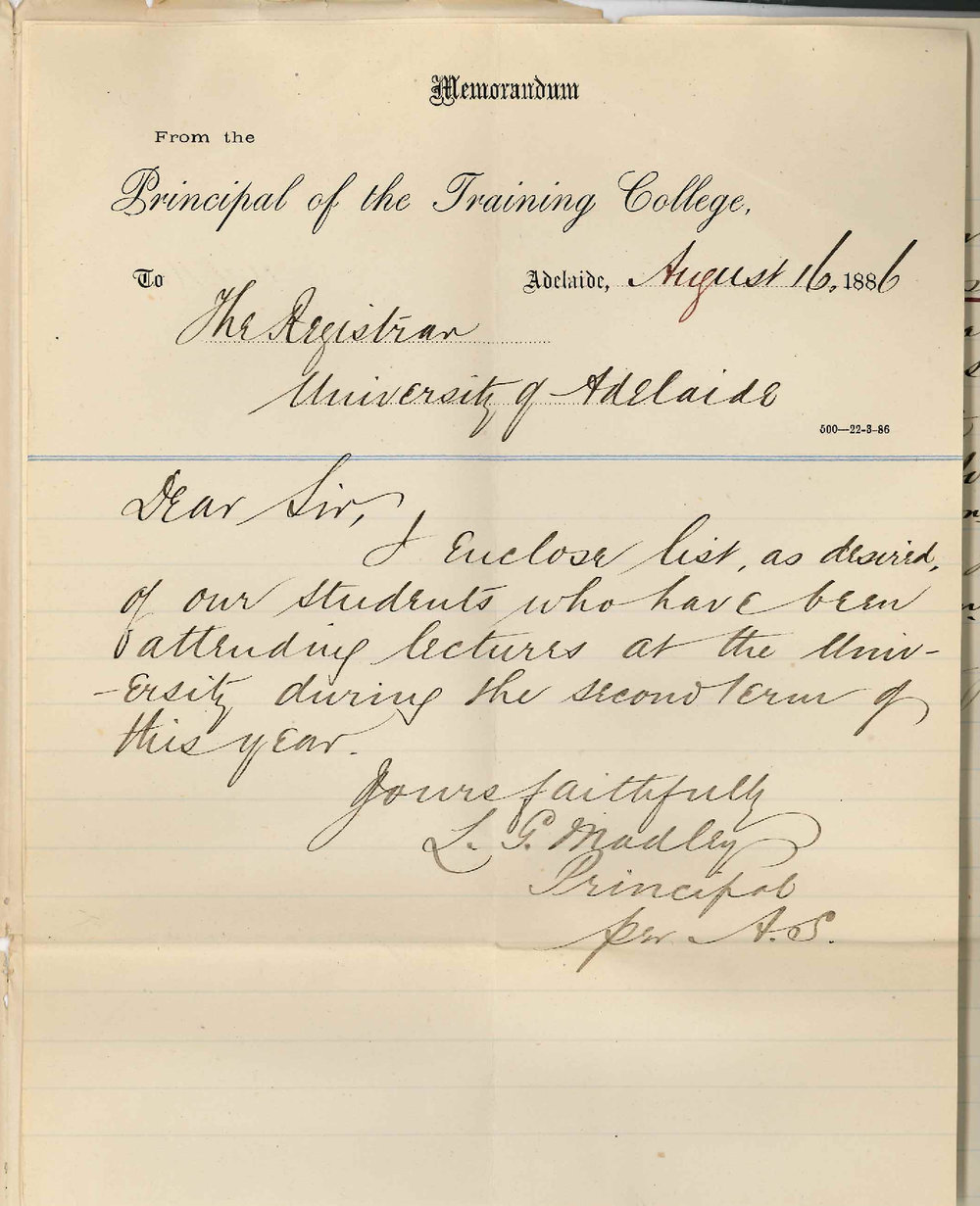 Colonel Lewis George Madley Esq - Training College - Students from Training College attending University Lectures