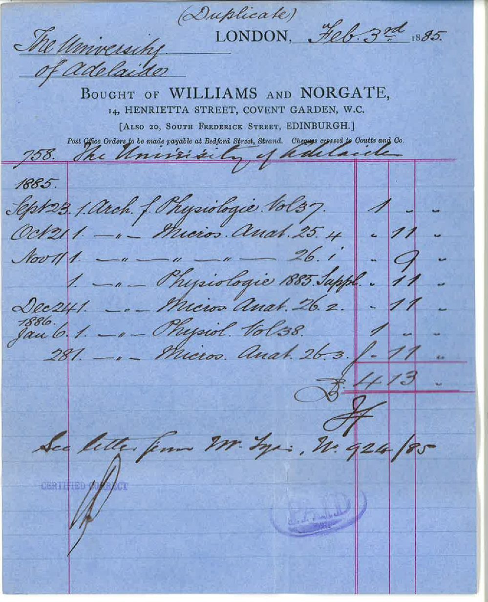 Arthur Blyth - Office of the Agent General for South Australia - London - Statement of Account for 1886