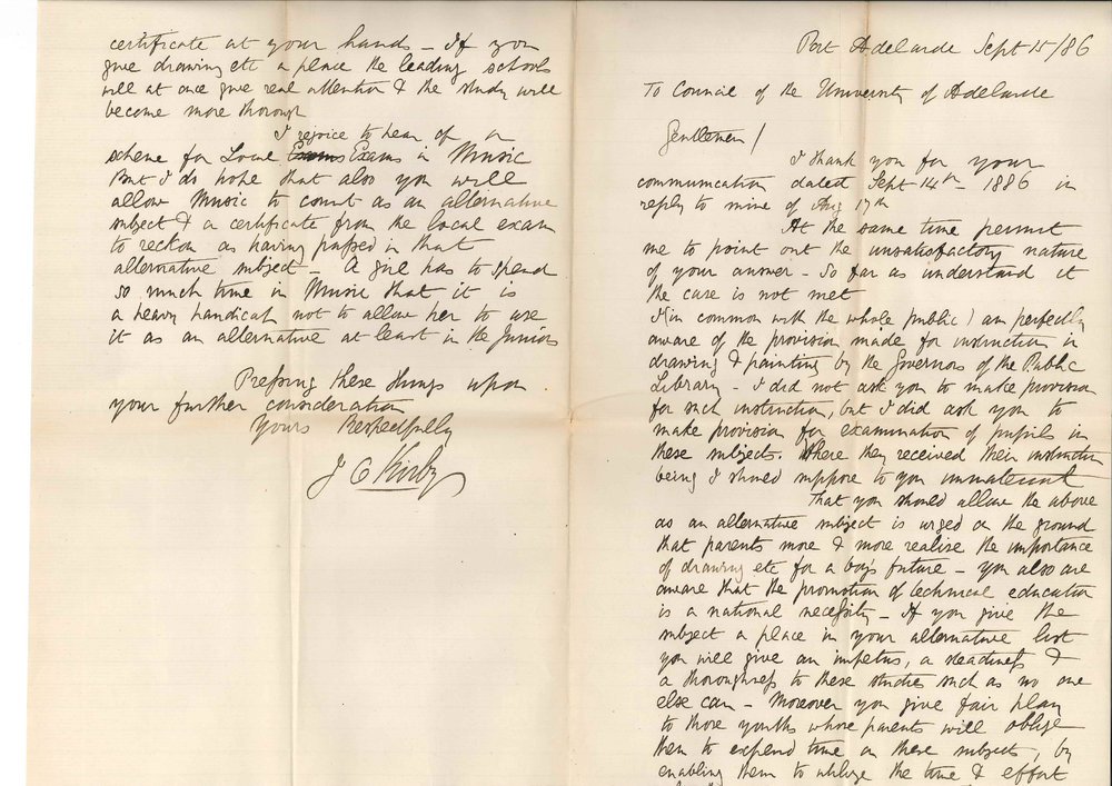 Reverend Joseph Coles Kirby - Port Adelaide - Alternative Subjects in Junior and Matriculation Examinations