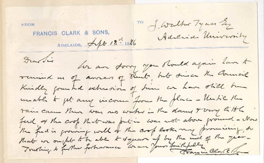 Francis Clark and Sons - Adelaide - Concerning Non Payment of Rent
