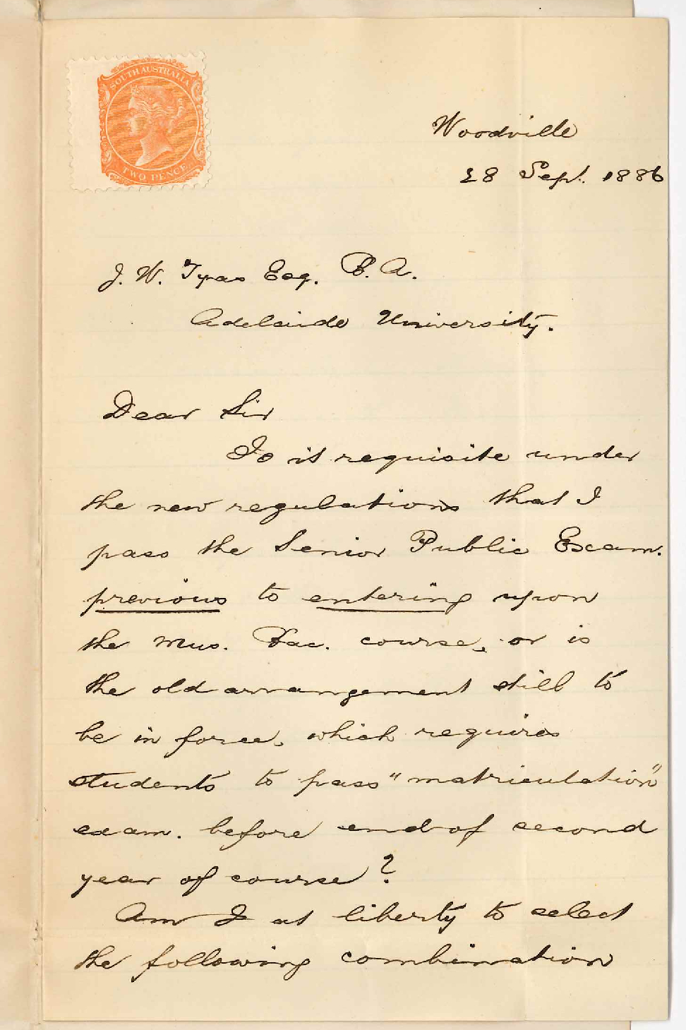 Ernest Edwin Mitchell - Woodville - Musical Course and Senior Public Examination