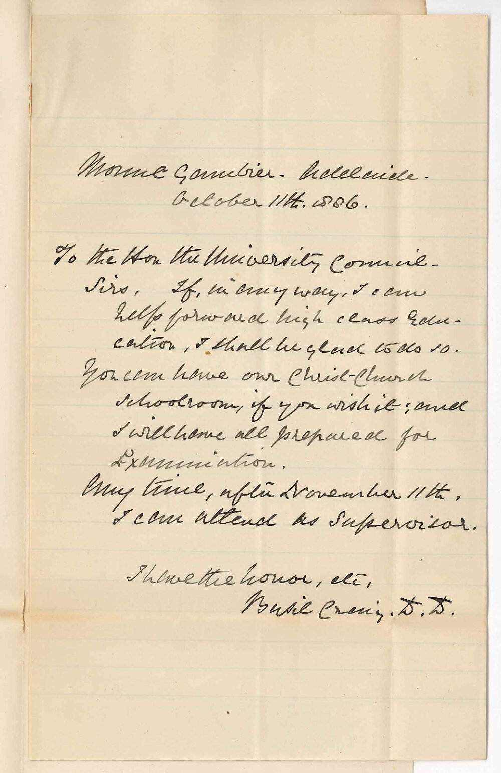 Reverend Dr Basil Craig - Mount Gambier - Supervisor for Junior Examination at Mt Gambier