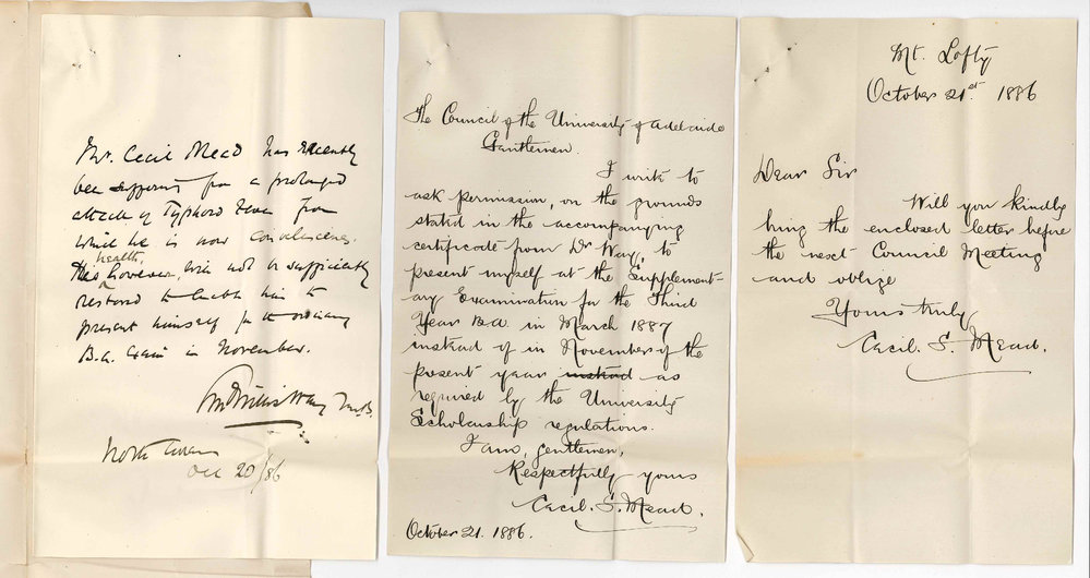 Cecil S Mead - Mount Lofty - Request to Present Himself for Examination in March 1887