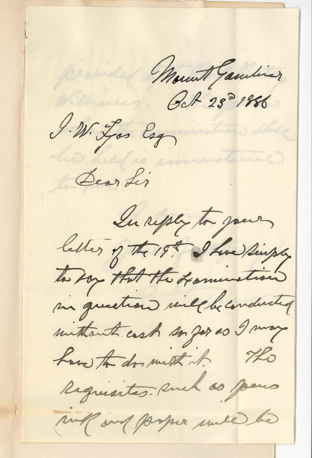 Reverend Robert A Caldwell - Mount Gambier - Local Junior Examination