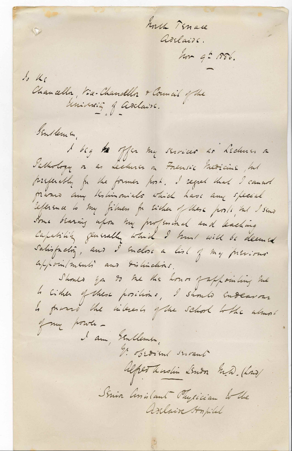 Dr Alfred Austin Lendon - North Terrace - Lecturer on Forensic Medicine