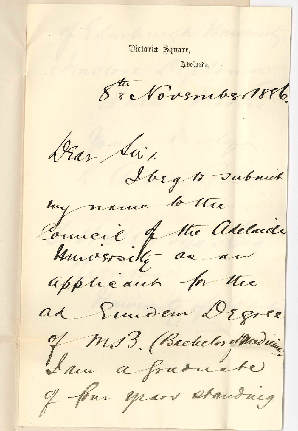 Dr William Anstey Giles - Victoria Square Adelaide - Ad Eundem Degree of MB