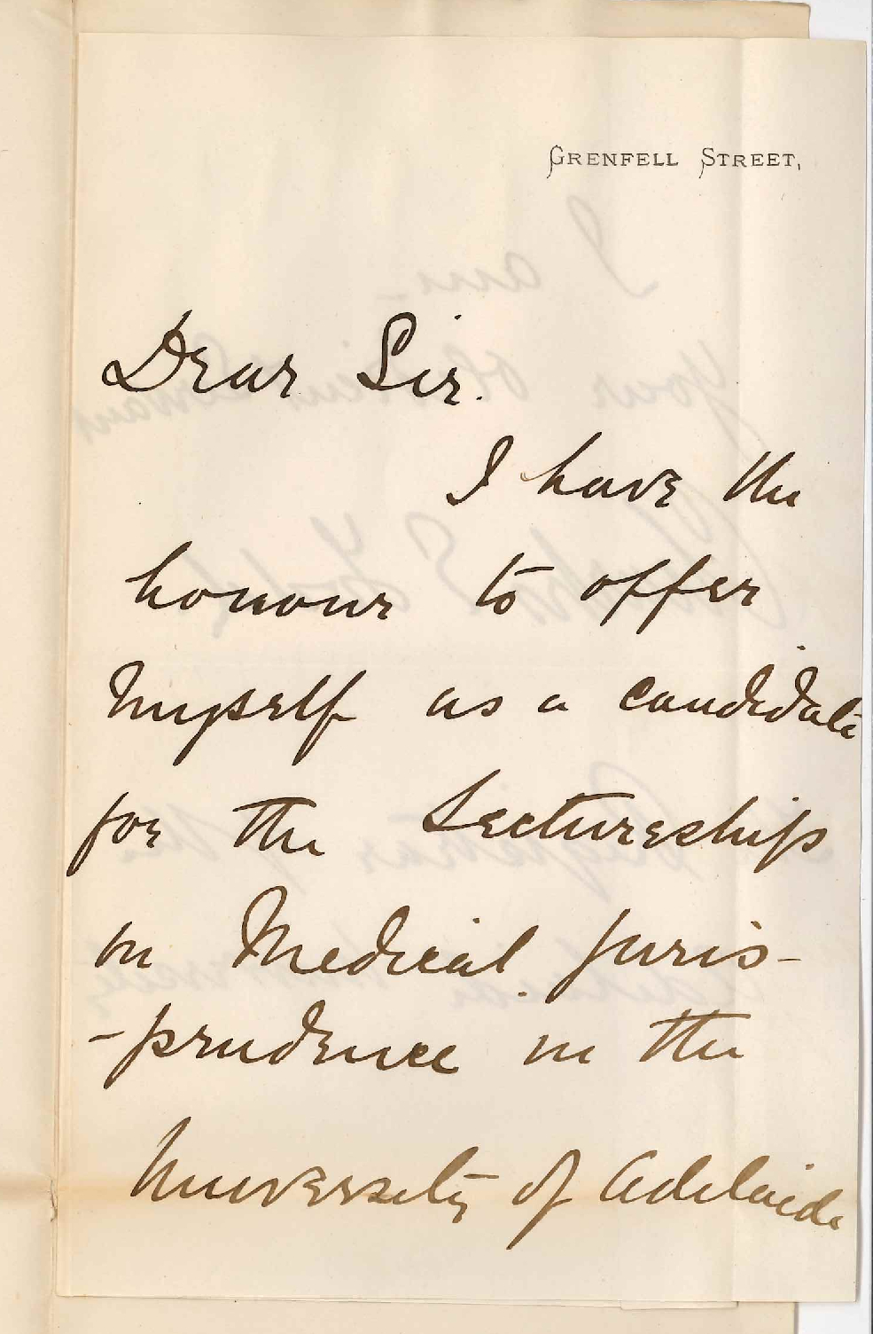 Dr Charles E Todd - Grenfell Street Adelaide - Lectureship on Medical Jurisprudence