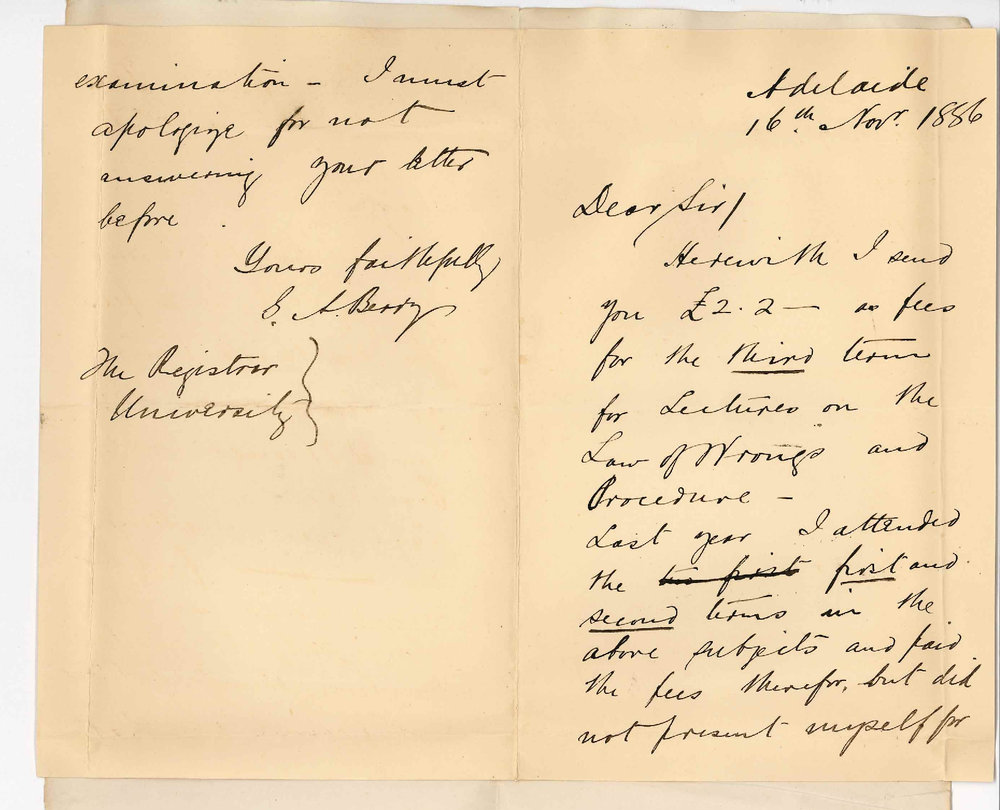 G A Berry - Adelaide - Payment of Fees