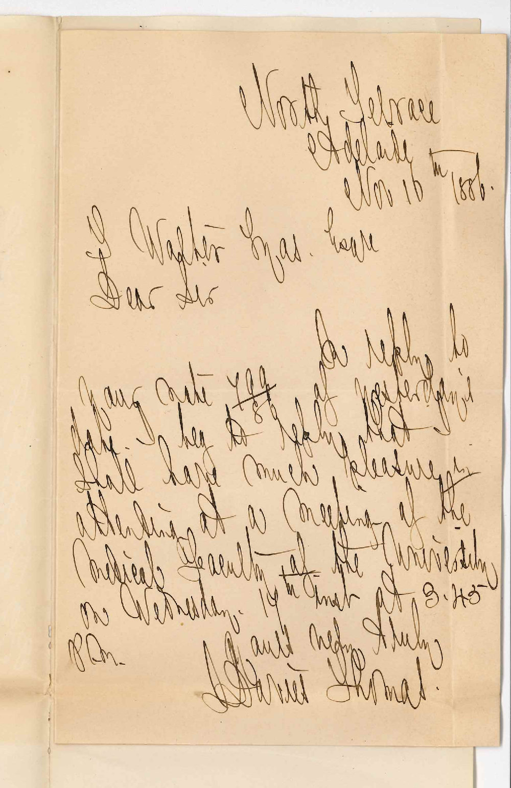 Dr Thomas - North Adelaide - Consenting to attend meeting of Medical Faculty