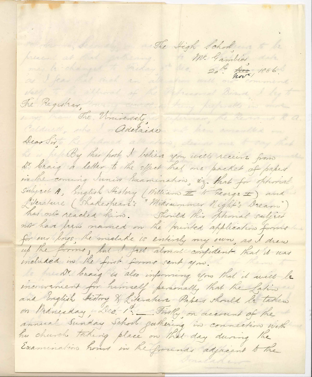 Reverend Donald Kerr - High School Mount Gambier - Advising About Local Junior Examination