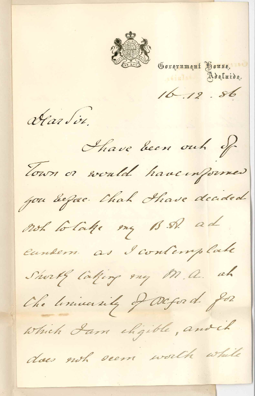 Everard Lempriere - Government House - Concerning Ad Eundem Degree