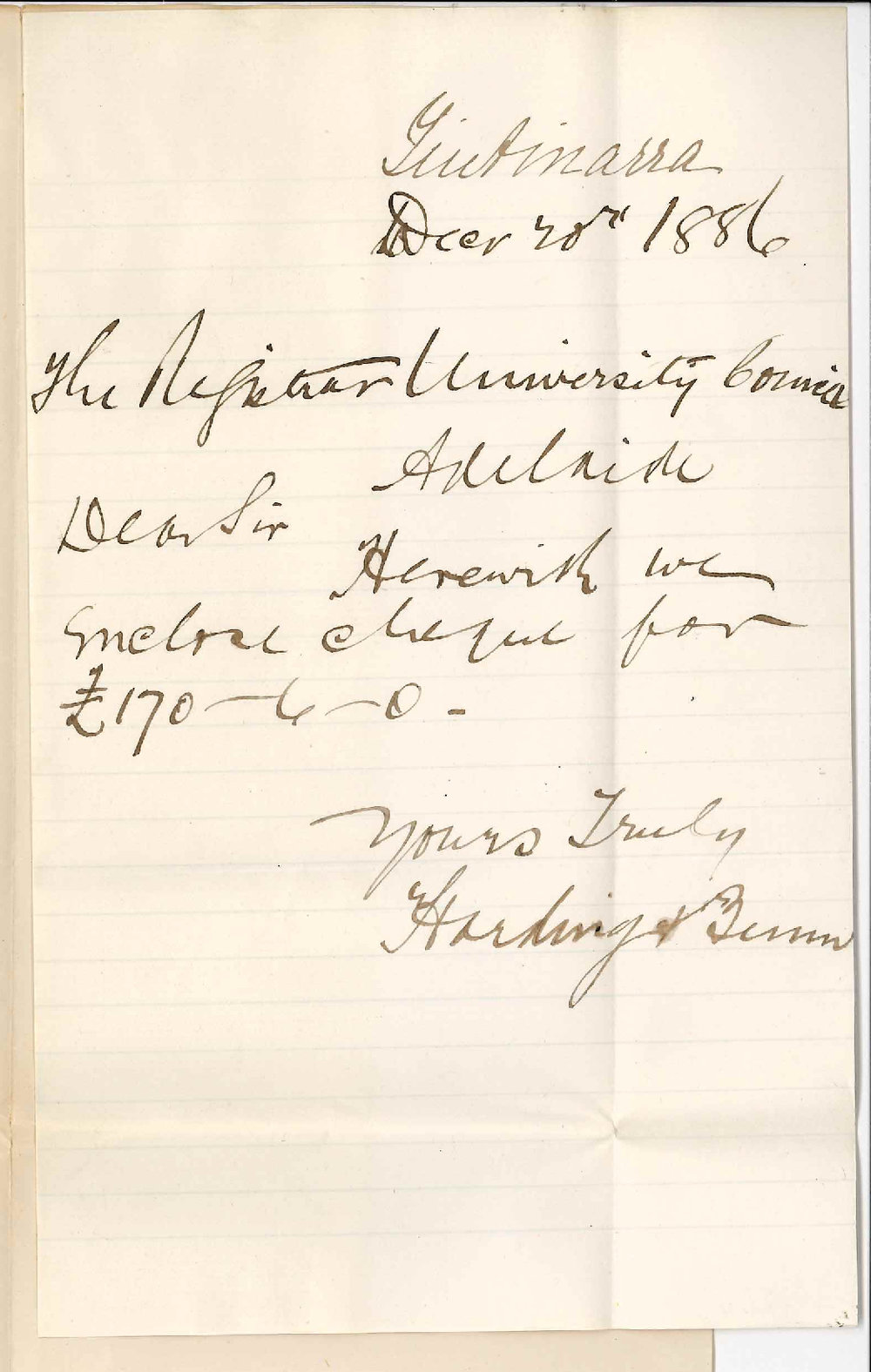 William Harding and George Bunn - Tintinara - Payment of Rent