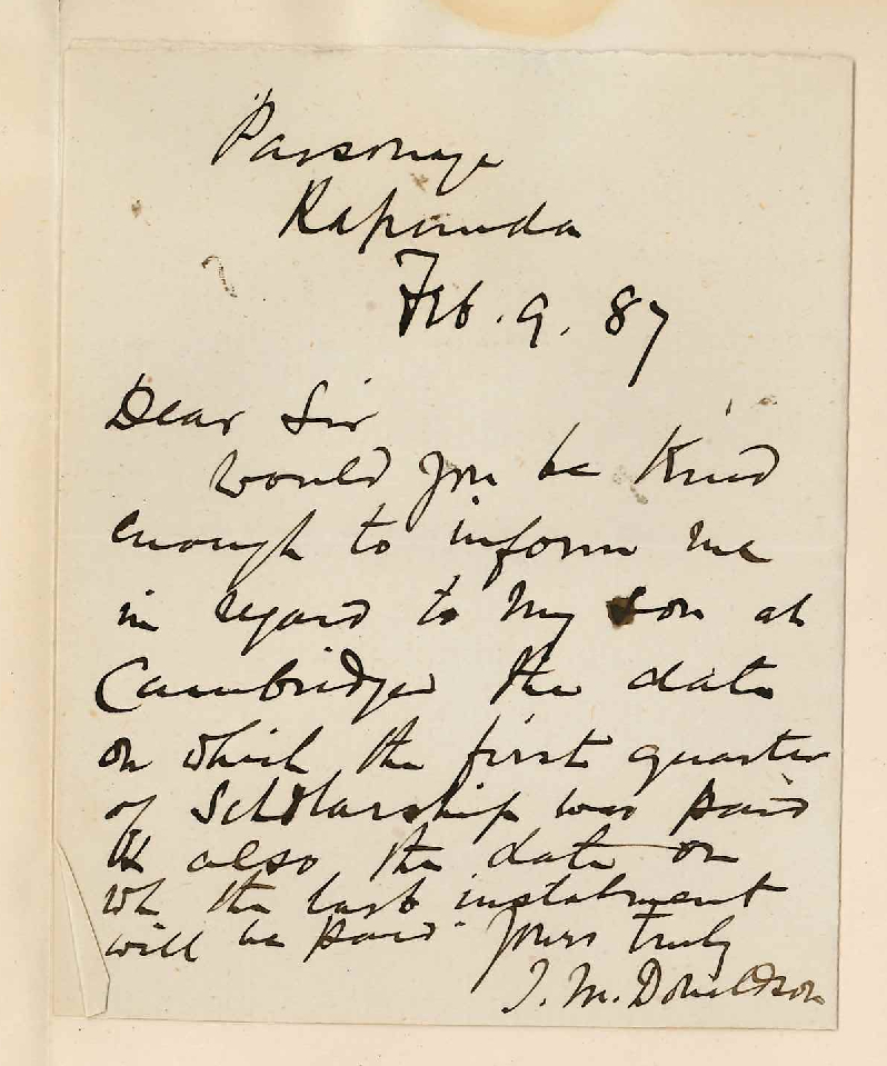 Reverend J M Donaldson - Kapunda - Concerning Mr Donaldson and the South Australian Scholarship