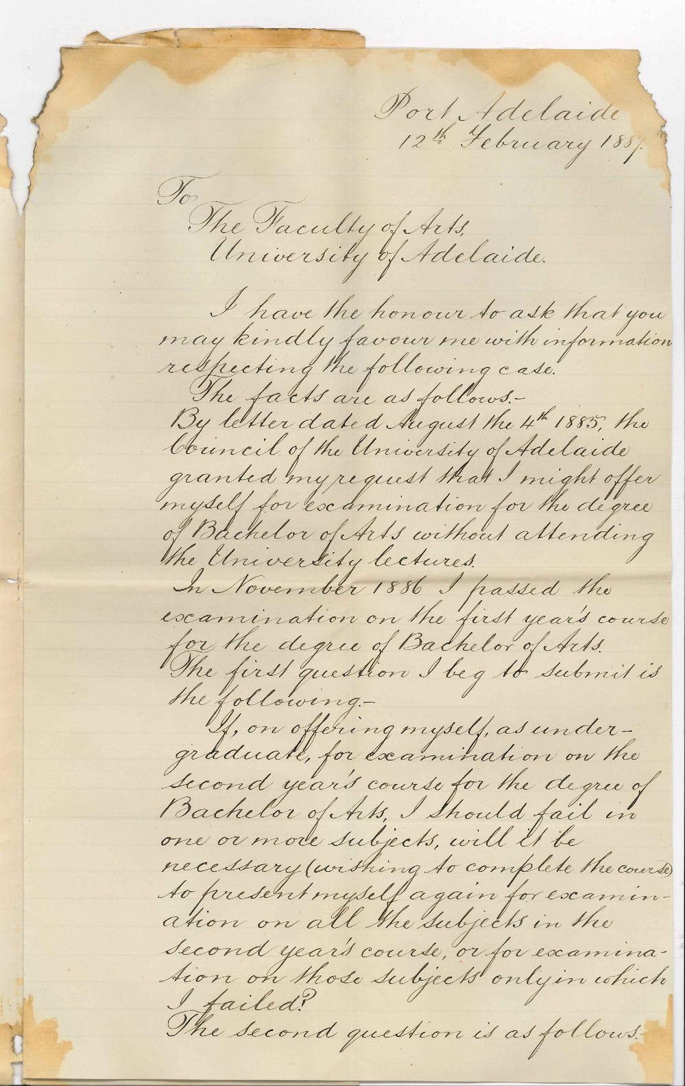 Thomas A LeMessurier - Port Adelaide - Concerning the BA Degree and the Higher Public Examination
