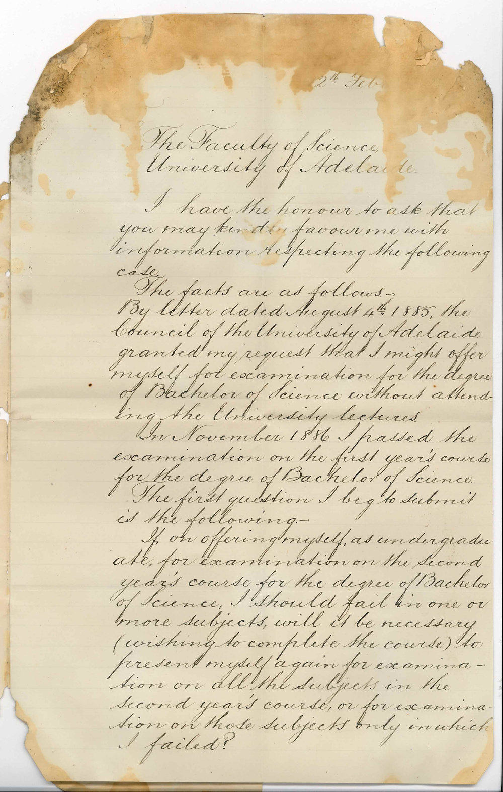 Thomas A LeMessurier - Port Adelaide - Concerning the BSc Course and the Higher Public Examination