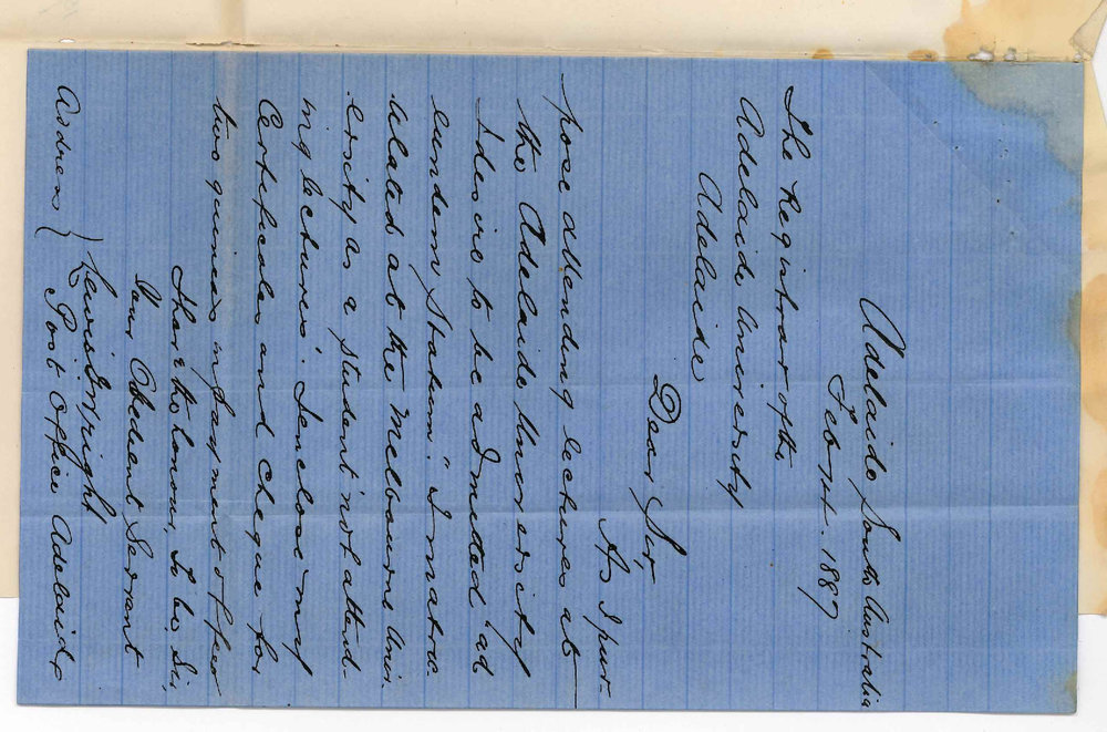 Lewis G Wright - General Post Office [GPO] - Asking for Admission Ad Eundem Statum Matriculation